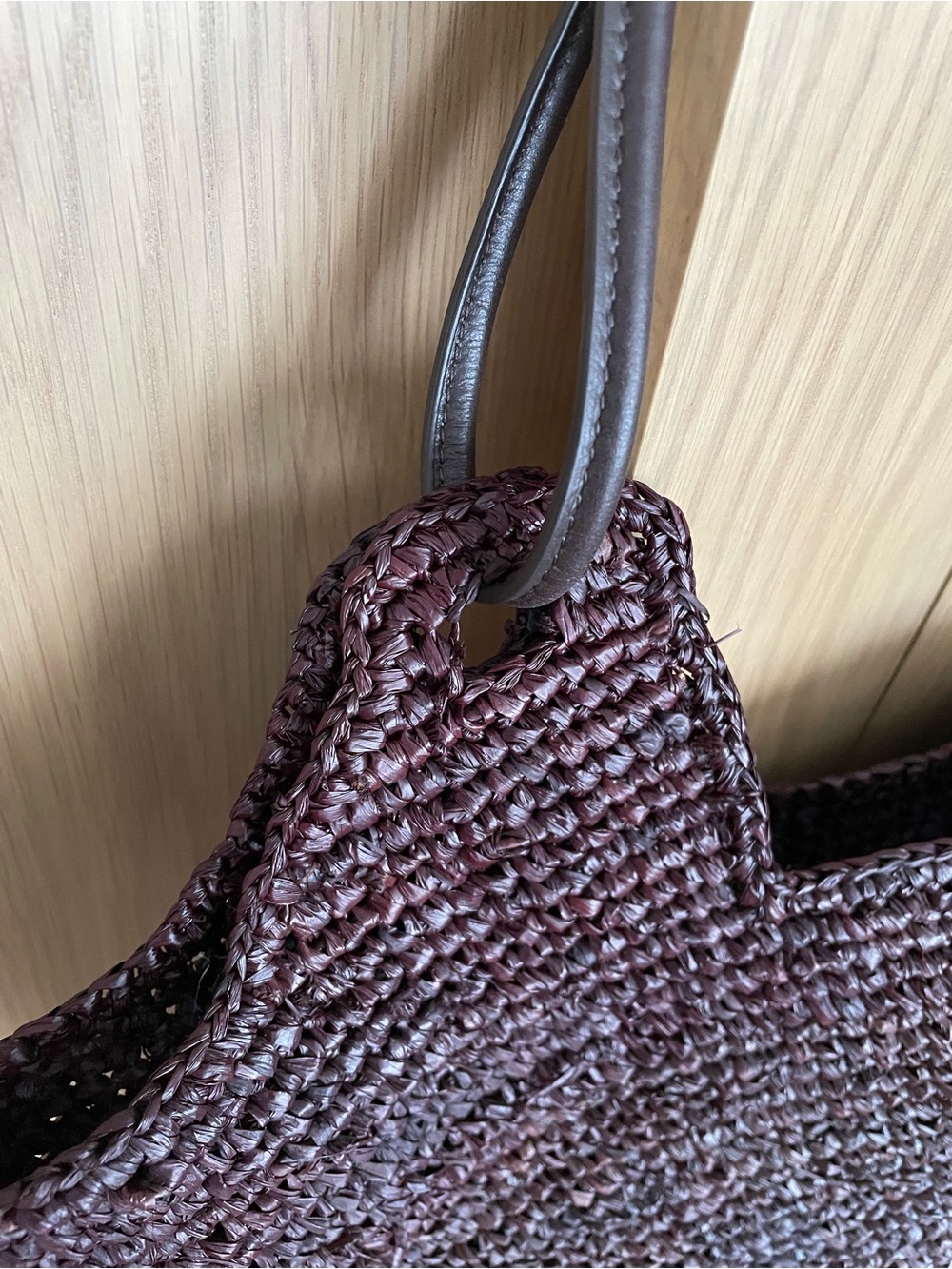 NWT Bembien Amaya Tote Bag in Dark Brown Raffia with Leather Straps - Picture 7 of 9
